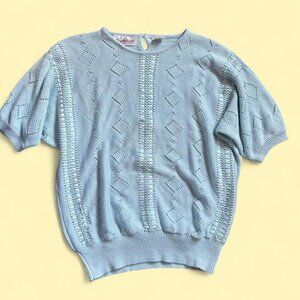 Vintage Short Sleeve Ribbon Trim Sweater (L)